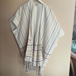LOFT Cream Textured Knit Poncho.